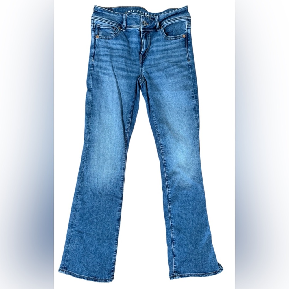 American Eagle Outfitters Blue high waisted Flare Jeans petite